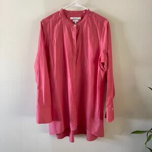 Foxcroft Non Iron Button Front Tunic Top Womens 18 Pink Heritage Lagenlook